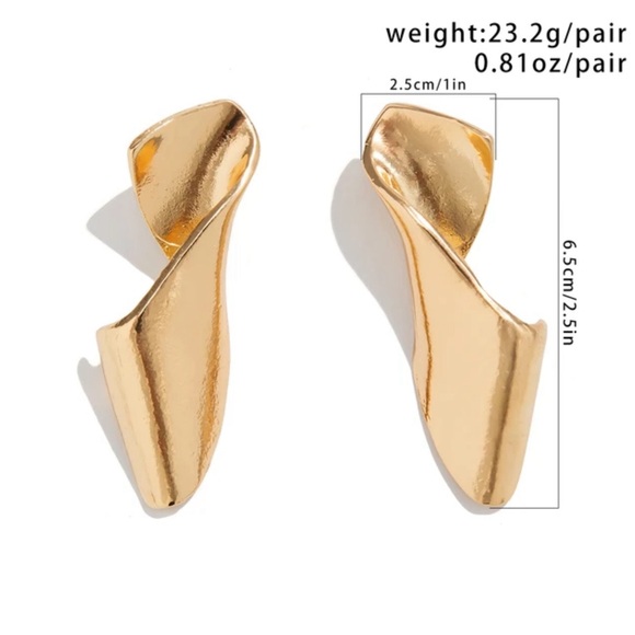 NEW Vintage Irregular Geometric Metal Twisted Stud Earring For Women Gold - Picture 11 of 16